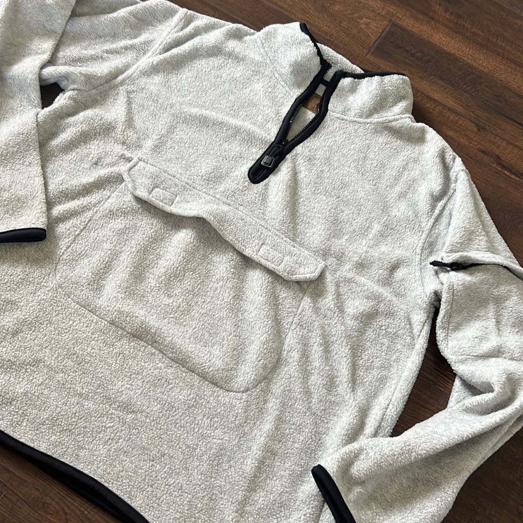 Gray Fleece Half Zip Pullover